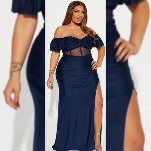Sold‼️ Elegant Navy Off-Shoulder Dress
